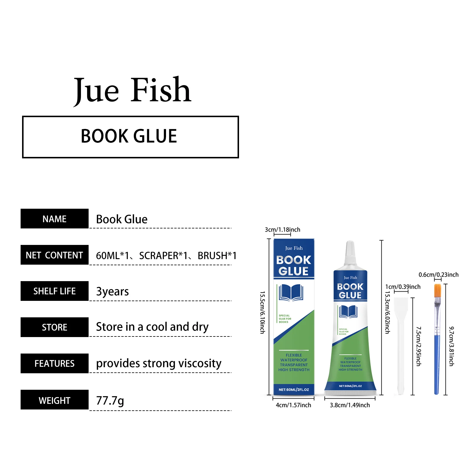Jue Fish Book Repair Glue - Waterproof, Transparent, High Strength, Quick-Dry Adhesive 1 book repair glue adhesive jue yrvf6bg5 desc 1