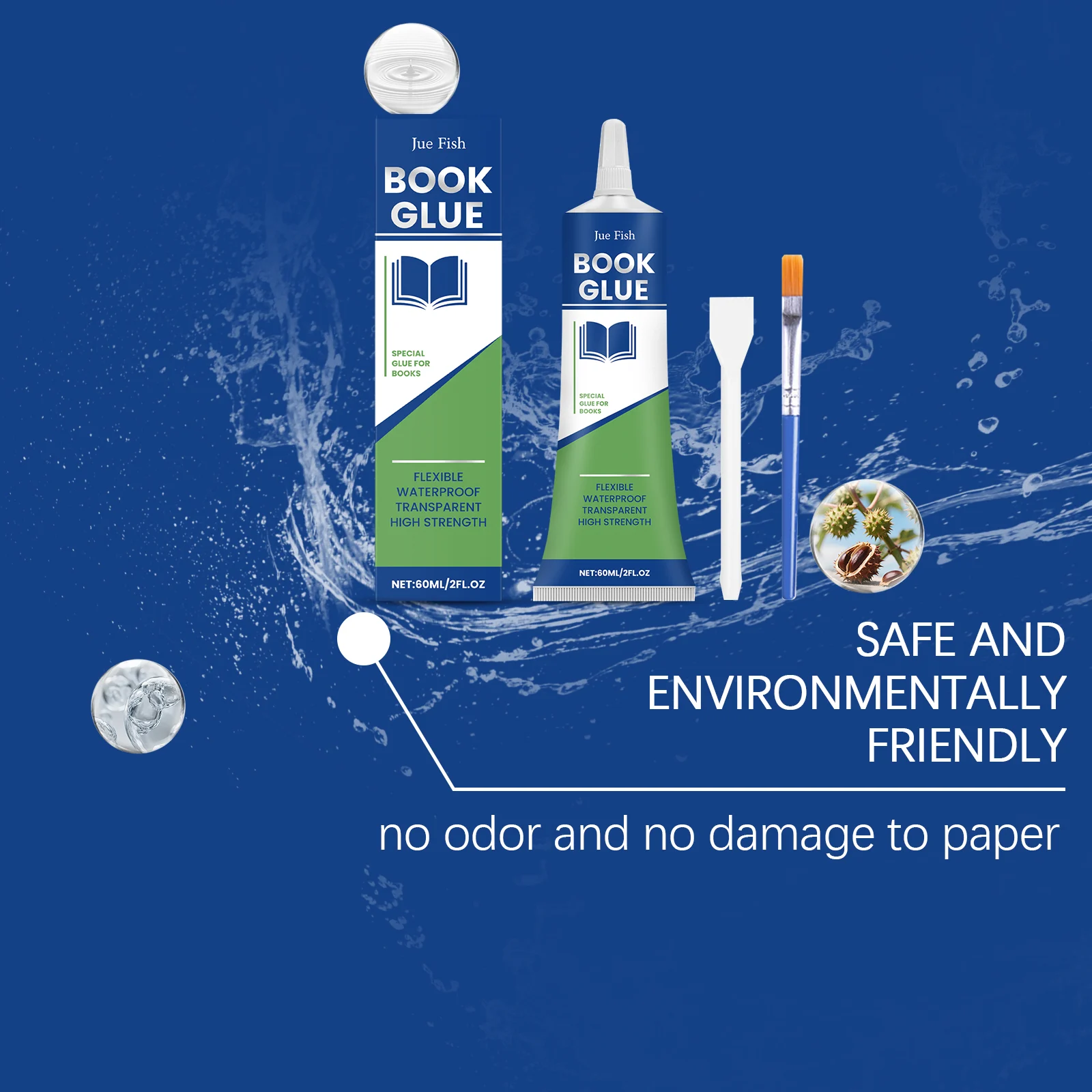 Jue Fish Book Repair Glue - Waterproof, Transparent, High Strength, Quick-Dry Adhesive 7 book repair glue adhesive jue yrvf6bg5 desc 7