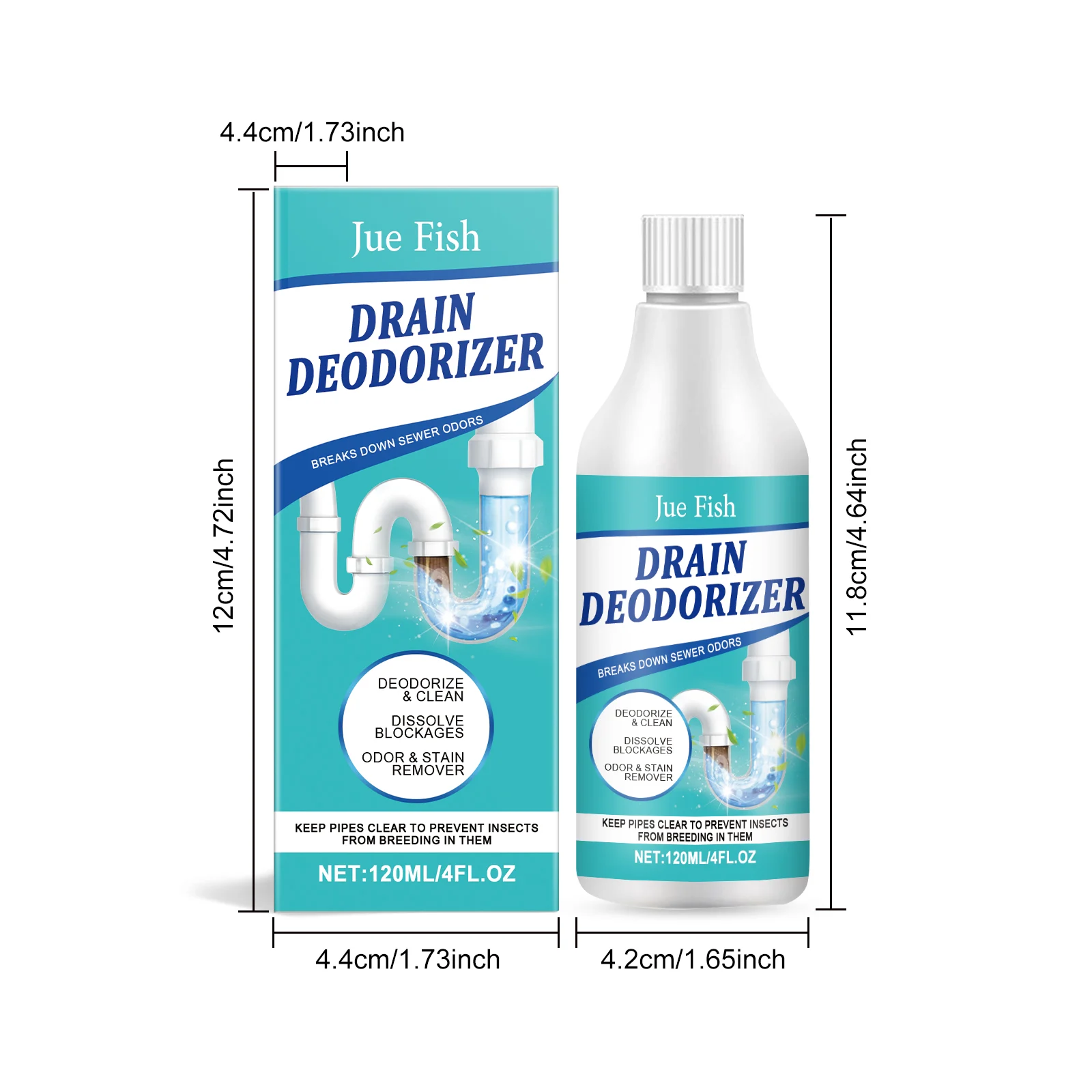Jue Fish Drain Cleaner and Deodorizer - Dissolves Blockages & Removes Odors 1 drain cleaner deodorizer jue xv2pukec desc 1