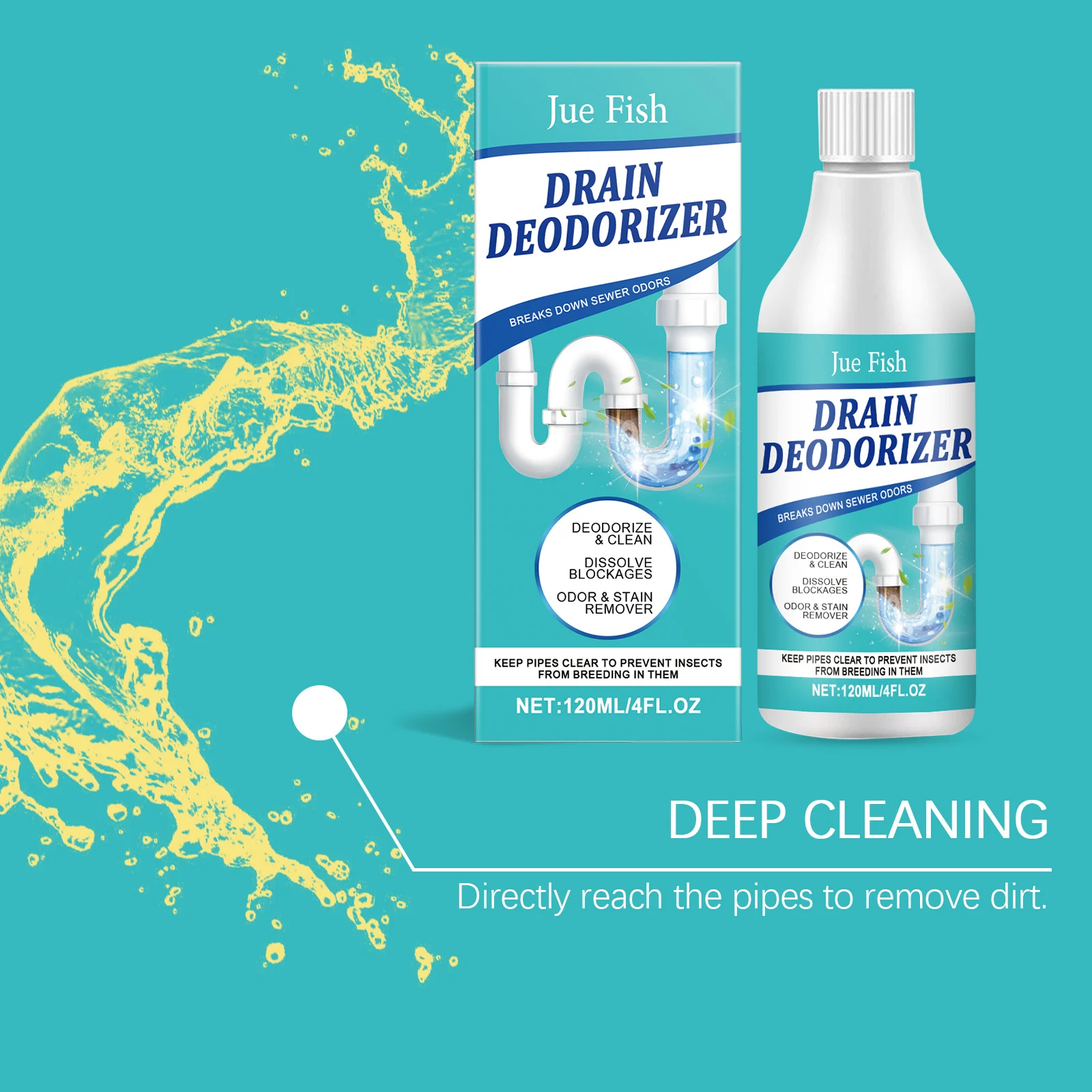 Jue Fish Drain Cleaner and Deodorizer - Dissolves Blockages & Removes Odors 7 drain cleaner deodorizer jue xv2pukec desc 7