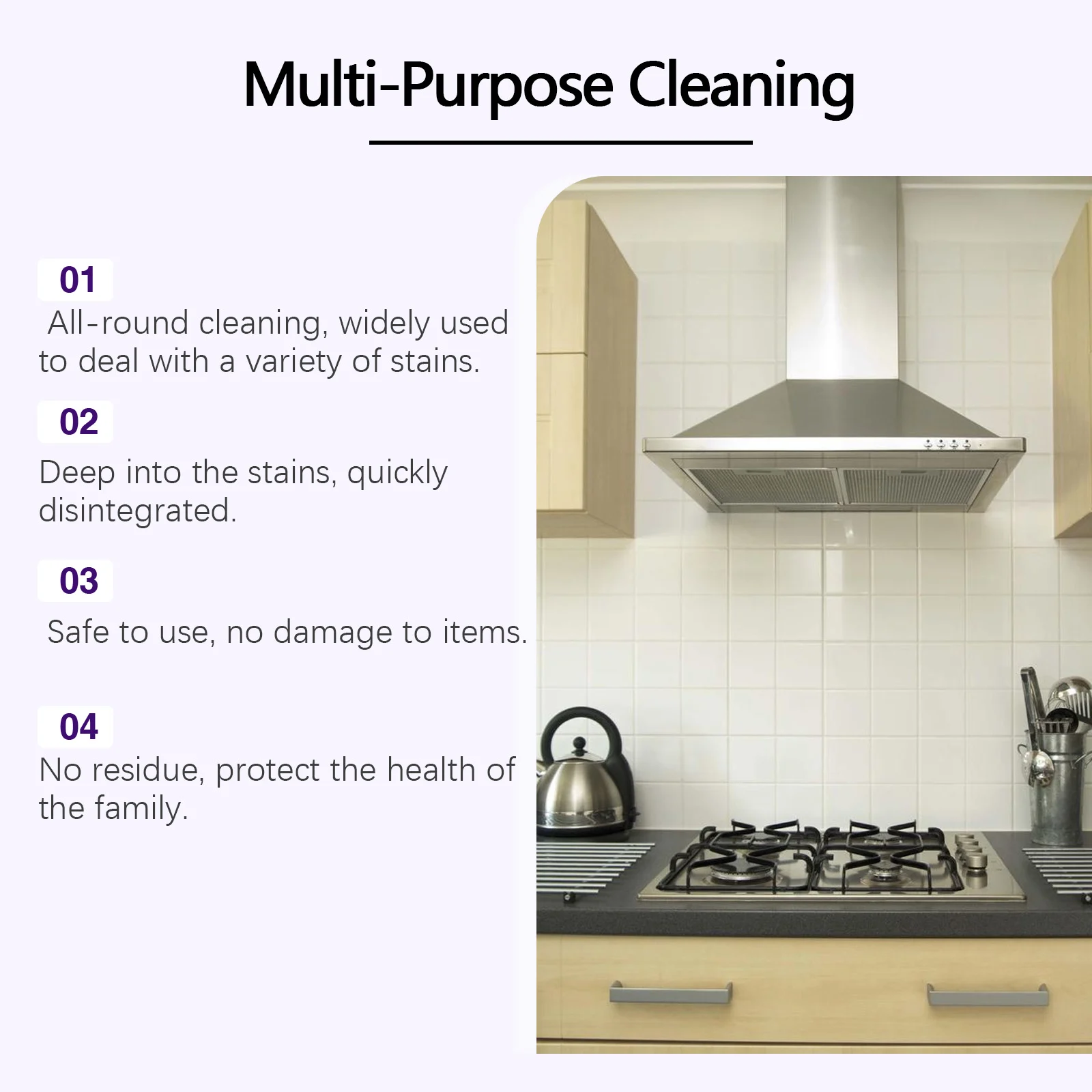 Multi-Purpose Stain Remover Spray Powerful Kitchen & Bathroom Cleaner Degreaser for Tiles Stovetops Grime 500ml 5 jue fish multi purpose cleaner spray tablets kitchen bathroom oil stain remover jue ysa5udny desc 5