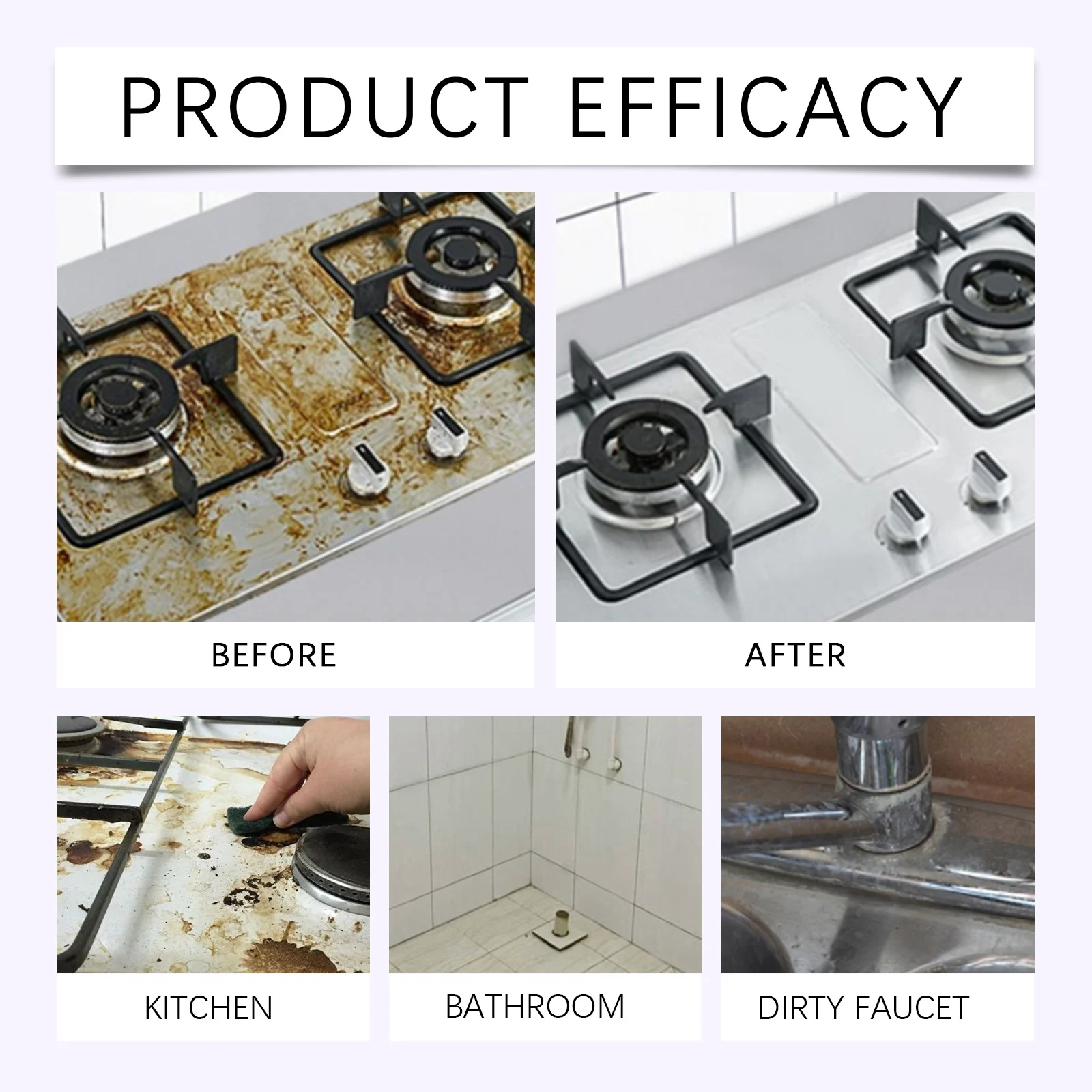 Multi-Purpose Stain Remover Spray Powerful Kitchen & Bathroom Cleaner Degreaser for Tiles Stovetops Grime 500ml 9 jue fish multi purpose cleaner spray tablets kitchen bathroom oil stain remover jue ysa5udny desc 9