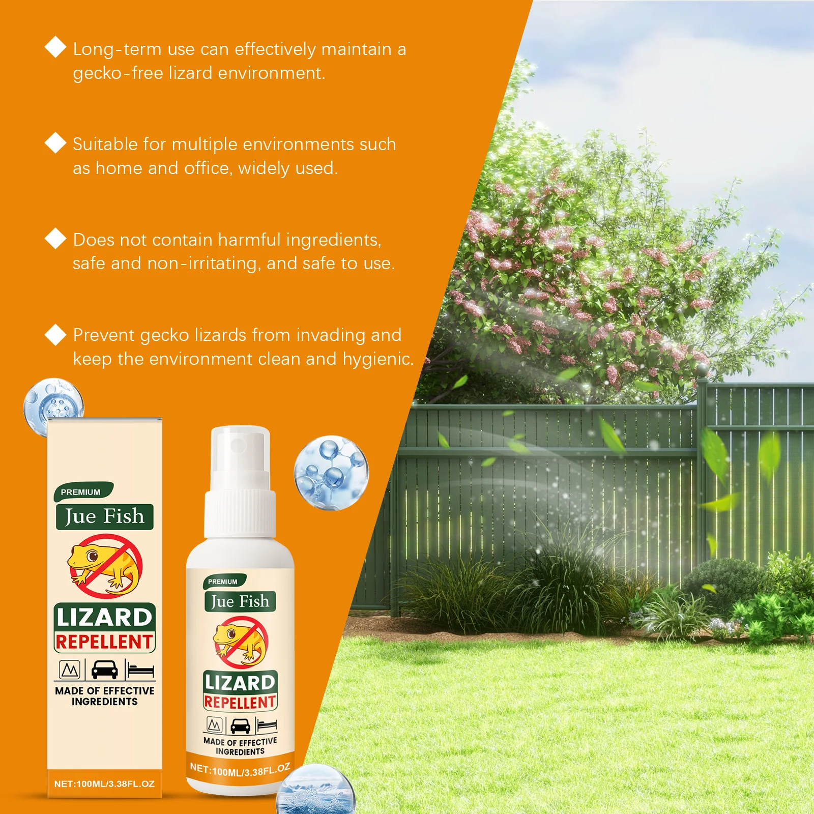 Jue Fish Lizard Repellent Spray - Safe, Quick-Effect Indoor & Outdoor Use 5 lizard repellent spray jue c8jybz3k desc 5