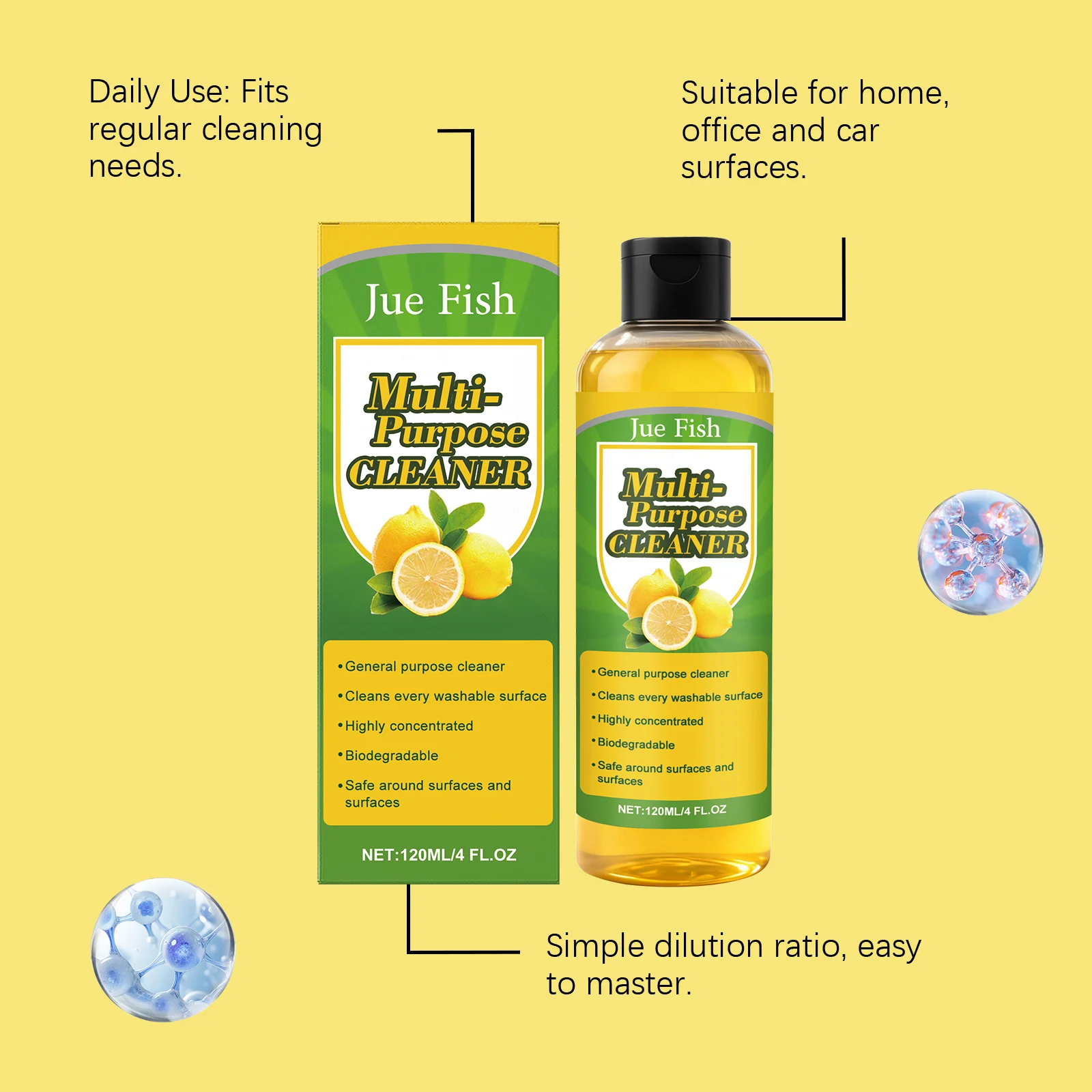 Jue Fish Multi-Purpose Cleaner for Kitchen Bathroom Stain Removal 5 multi purpose cleaner liquid jue z7nqdrv5 desc 5