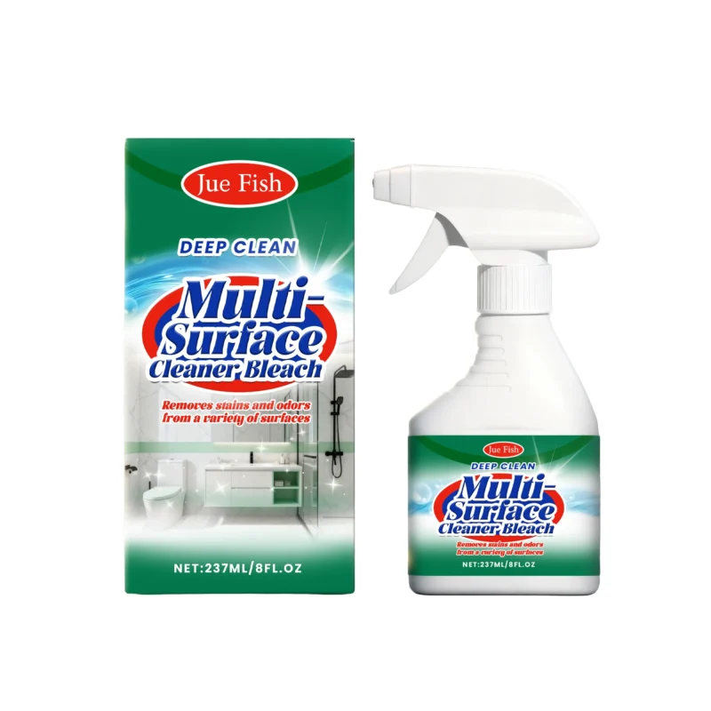 multi-surface-cleaner-spray-stain-odor-remover-237ml-jue-tv3q3meb-1 Jue Fish Multi-Surface Cleaner Bleach Spray removes stains and odors from kitchen, bathroom, and tile surfaces.