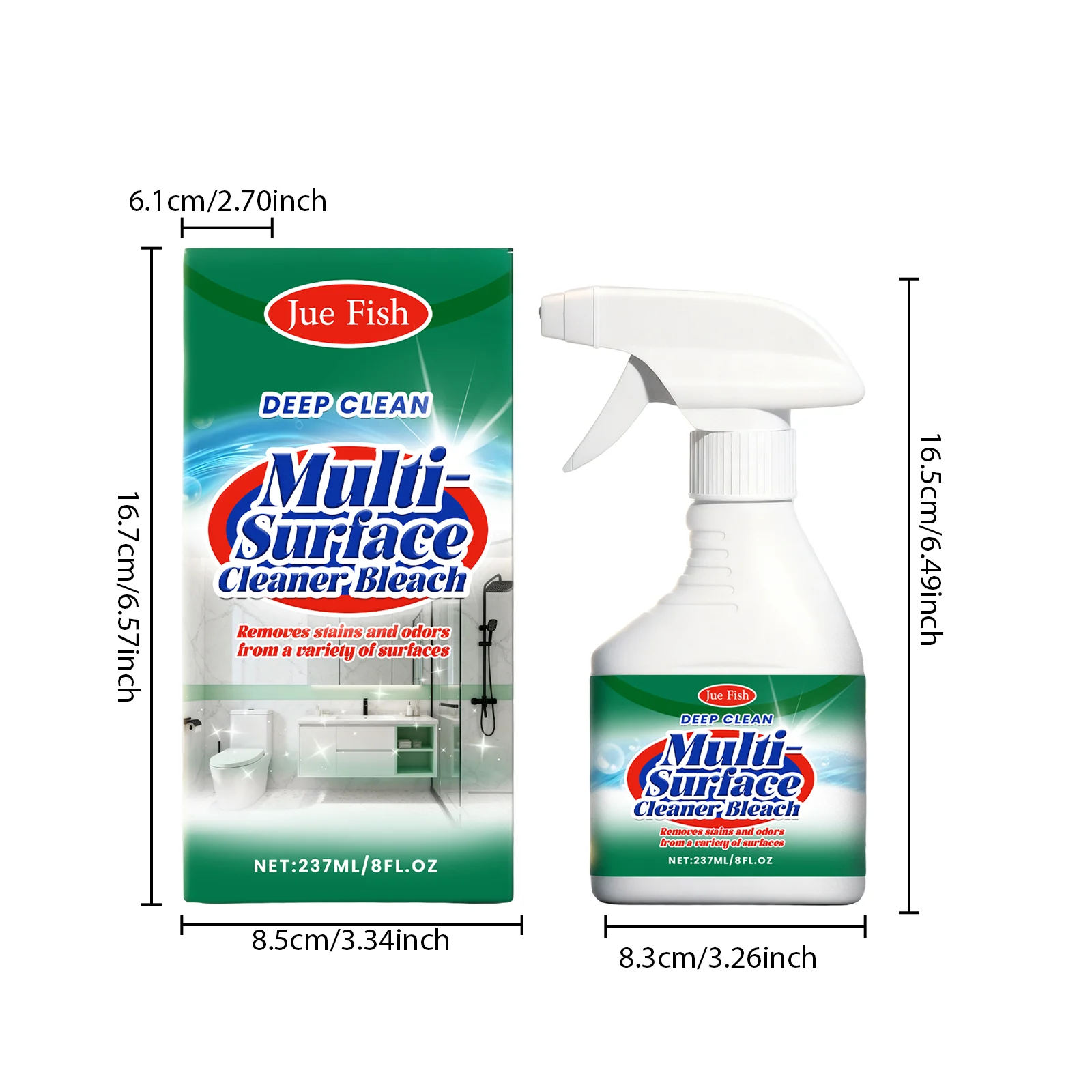 Multi-Surface Cleaner Spray All-Purpose Stain & Odor Remover for Kitchen Bathroom Tiles 237ml 1 multi surface cleaner spray stain odor remover 237ml jue tv3q3meb desc 1