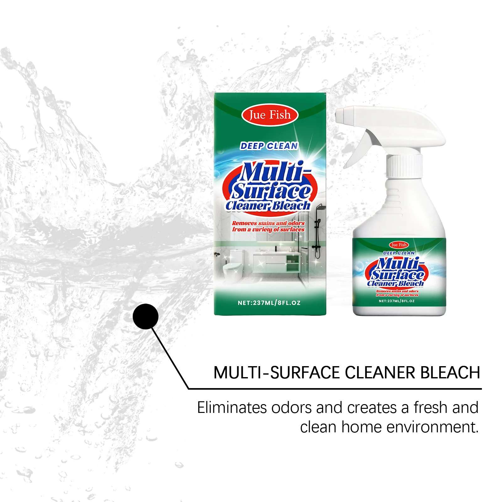 Multi-Surface Cleaner Spray All-Purpose Stain & Odor Remover for Kitchen Bathroom Tiles 237ml 8 multi surface cleaner spray stain odor remover 237ml jue tv3q3meb desc 8
