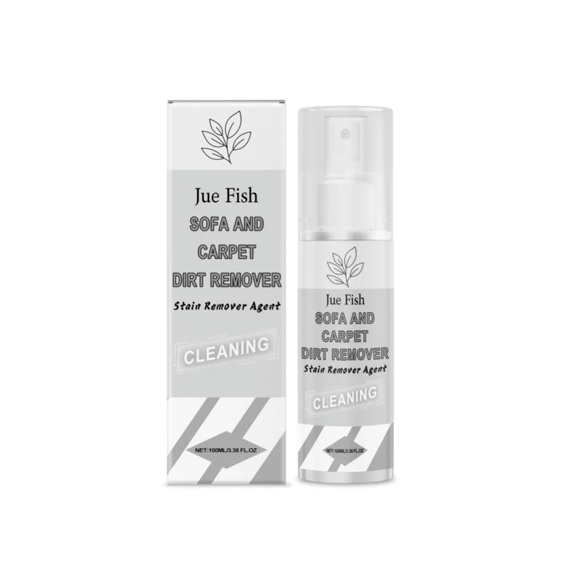 Jue Fish Multipurpose Stain Remover Spray gently cleans carpets, sofas, and leather surfaces with a powerful, fast-acting formula.