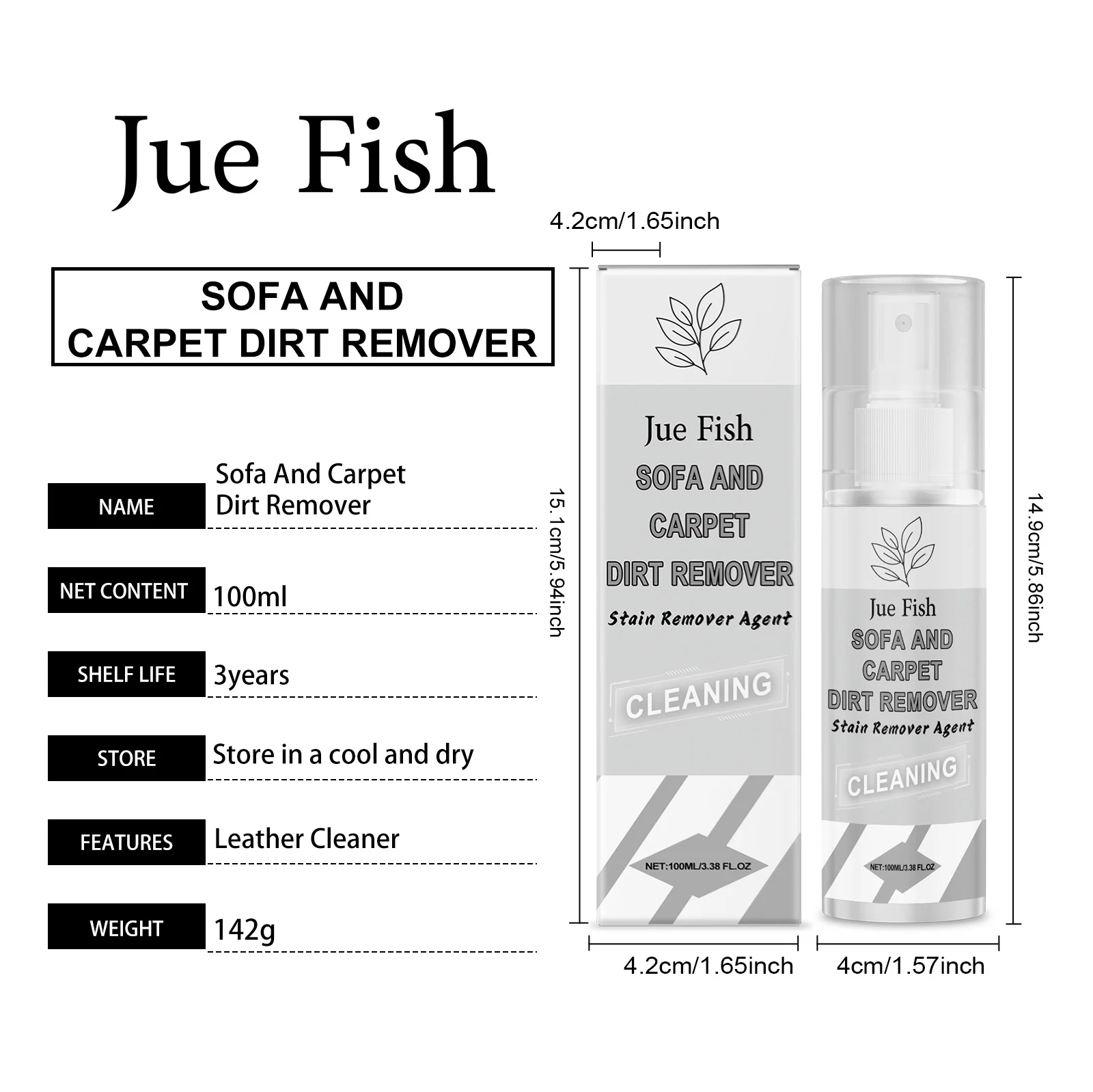 Multipurpose Stain Remover Spray for Carpet, Sofa, and Leather Surfaces - 100ml 1 multipurpose stain remover spray carpet sofa leather 100ml jue awe5x3hk desc 1
