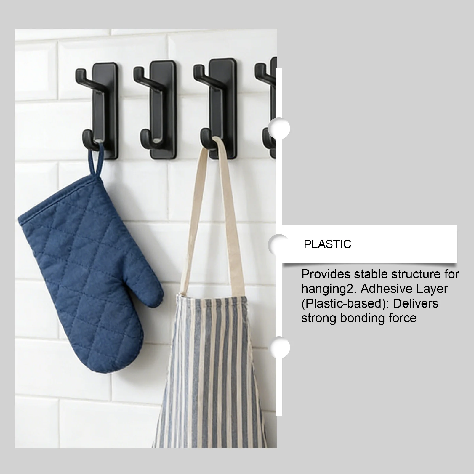 No Drill Wall Hooks Plastic Self-Adhesive Double Hook Design for Daily Home Use 7 no drill wall hooks plastic self adhesive double hook jue h2x9bc2v desc 7