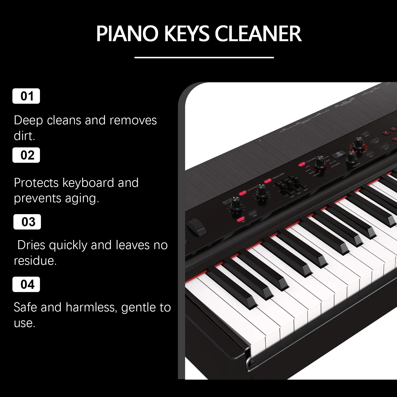 Piano Key Cleaner Spray Removes Fingerprints & Dirt, Protects Plastic, Ivory & Wooden Keys 100ml 10 piano key cleaner spray 100ml jue nqv4ukvz desc 10