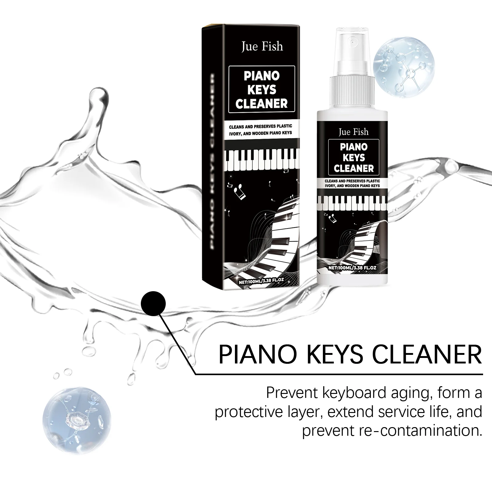 Piano Key Cleaner Spray Removes Fingerprints & Dirt, Protects Plastic, Ivory & Wooden Keys 100ml 11 piano key cleaner spray 100ml jue nqv4ukvz desc 11