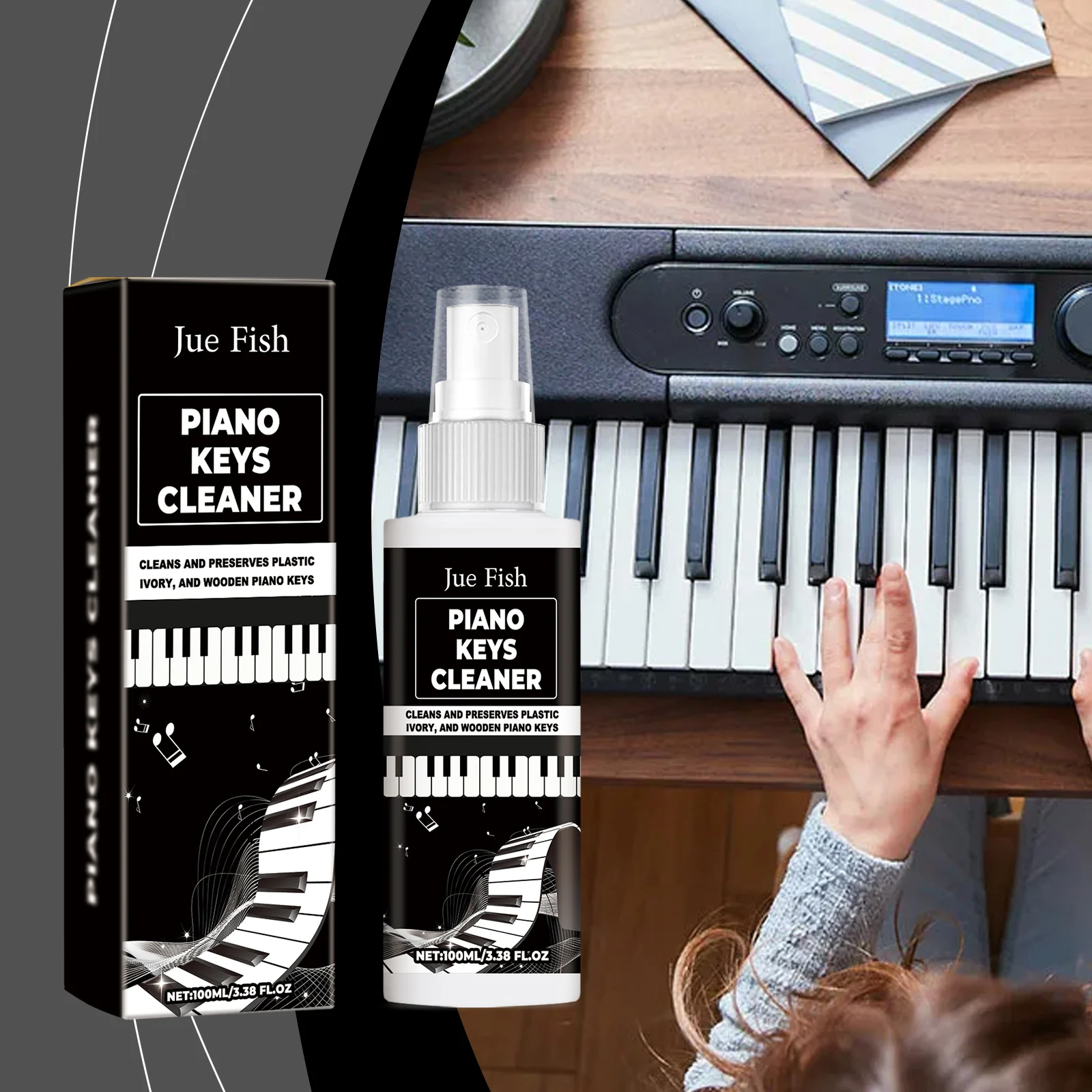 Piano Key Cleaner Spray Removes Fingerprints & Dirt, Protects Plastic, Ivory & Wooden Keys 100ml 2 piano key cleaner spray 100ml jue nqv4ukvz desc 2