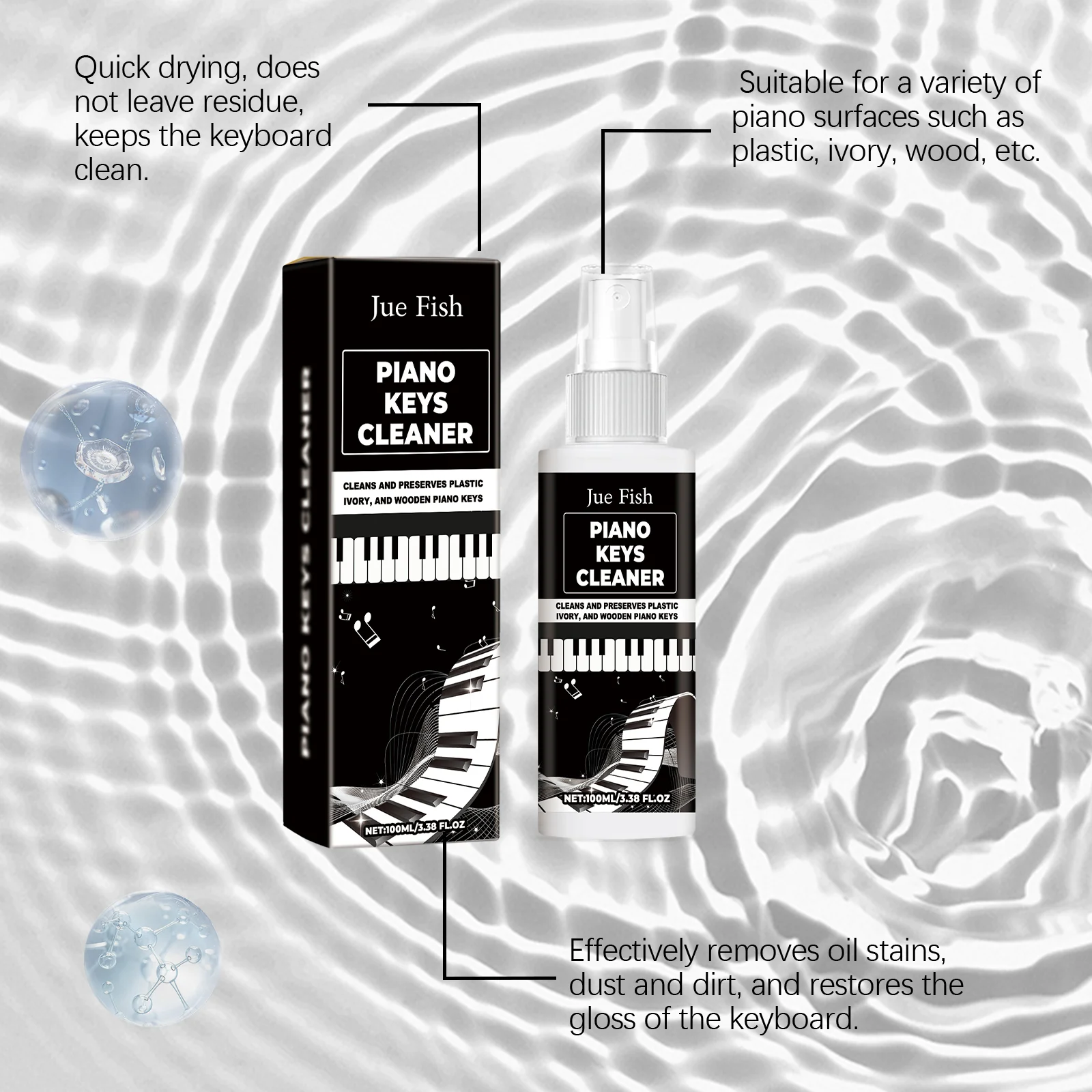 Piano Key Cleaner Spray Removes Fingerprints & Dirt, Protects Plastic, Ivory & Wooden Keys 100ml 6 piano key cleaner spray 100ml jue nqv4ukvz desc 6