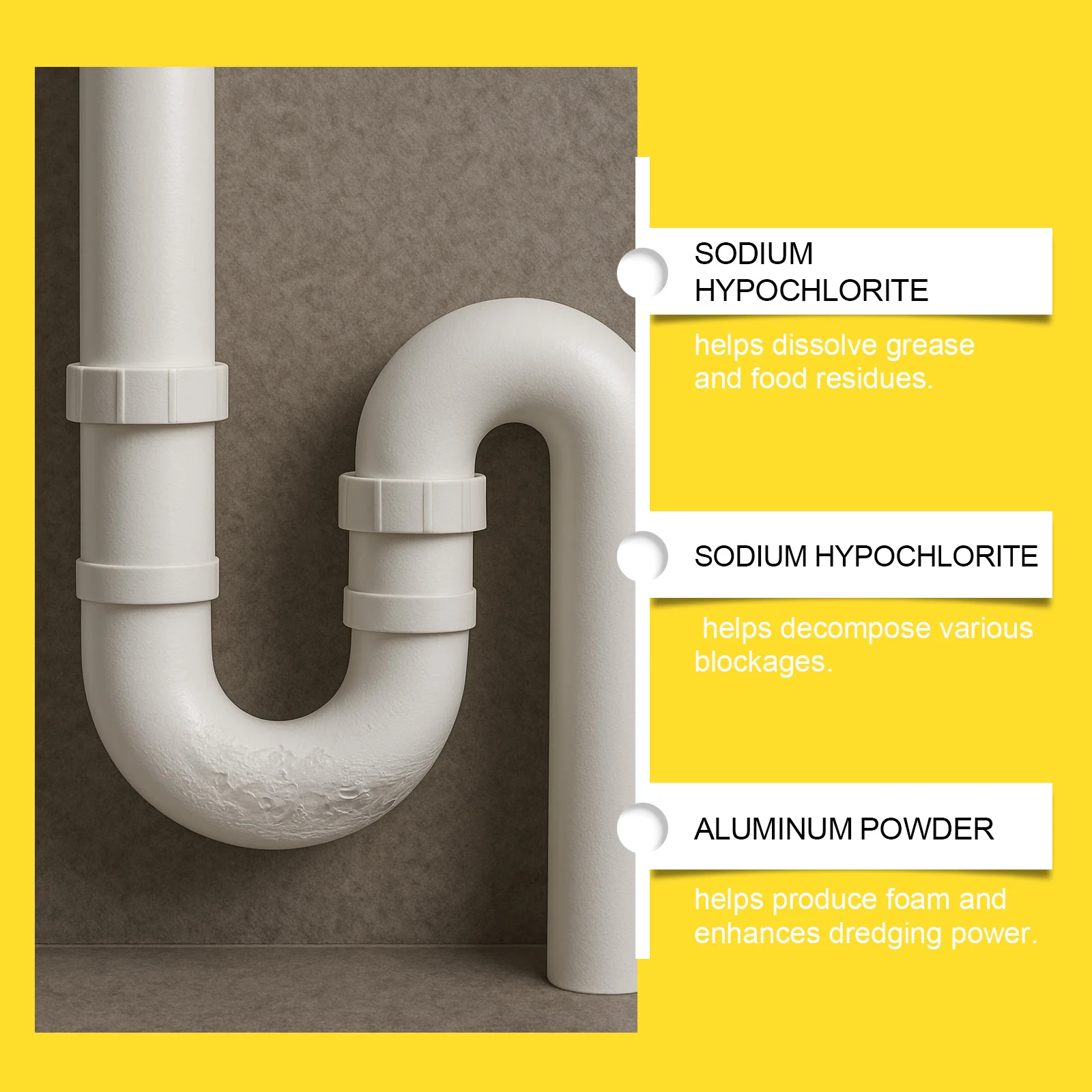Pipe Unclogging Powder 120g - Dissolves Grease, Hair & Food Blockages, Eliminates Odors for Sinks, Drains & Toilets 5 pipe unclogging powder 120g jue ud3by8j7 desc 5
