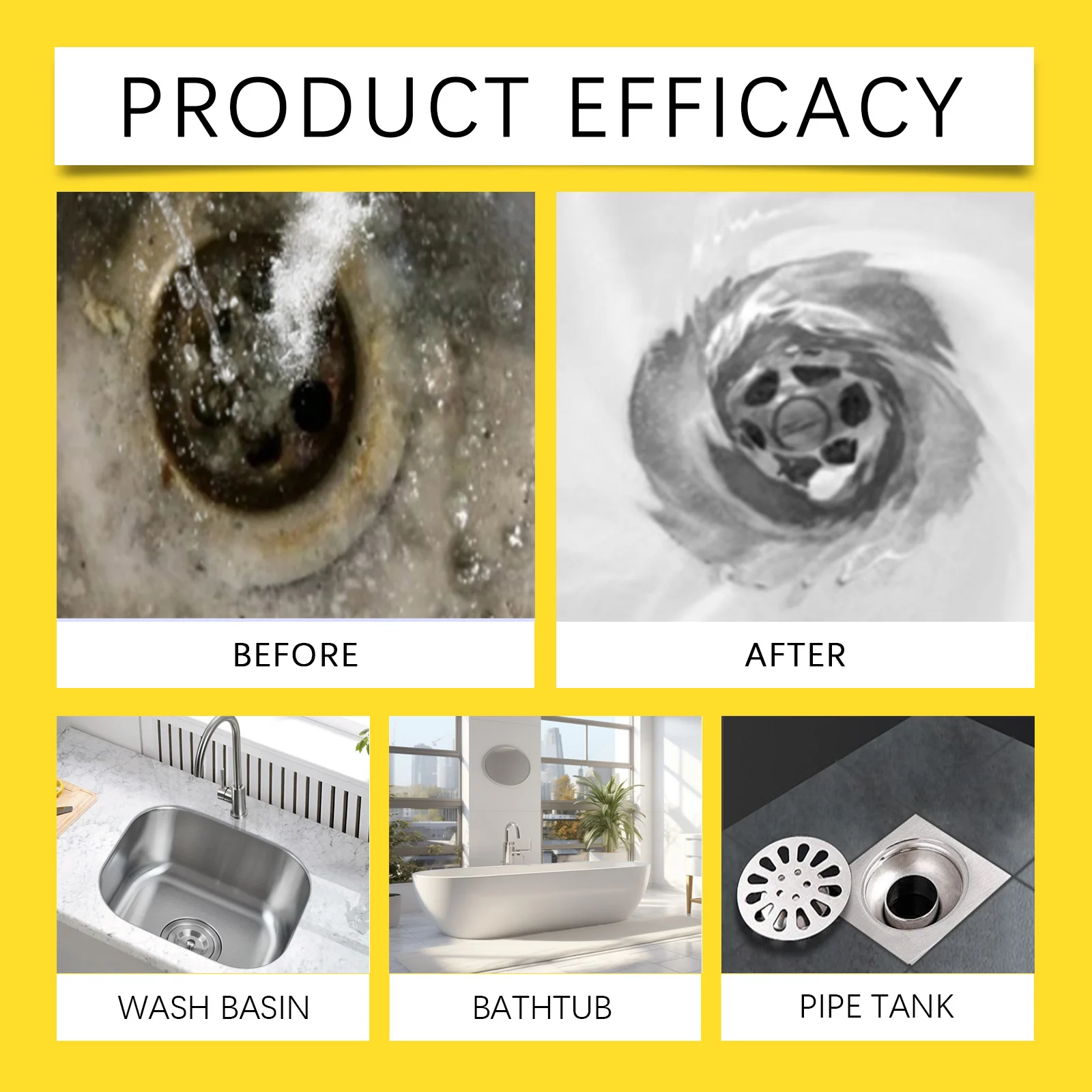 Pipe Unclogging Powder 120g - Dissolves Grease, Hair & Food Blockages, Eliminates Odors for Sinks, Drains & Toilets 9 pipe unclogging powder 120g jue ud3by8j7 desc 9