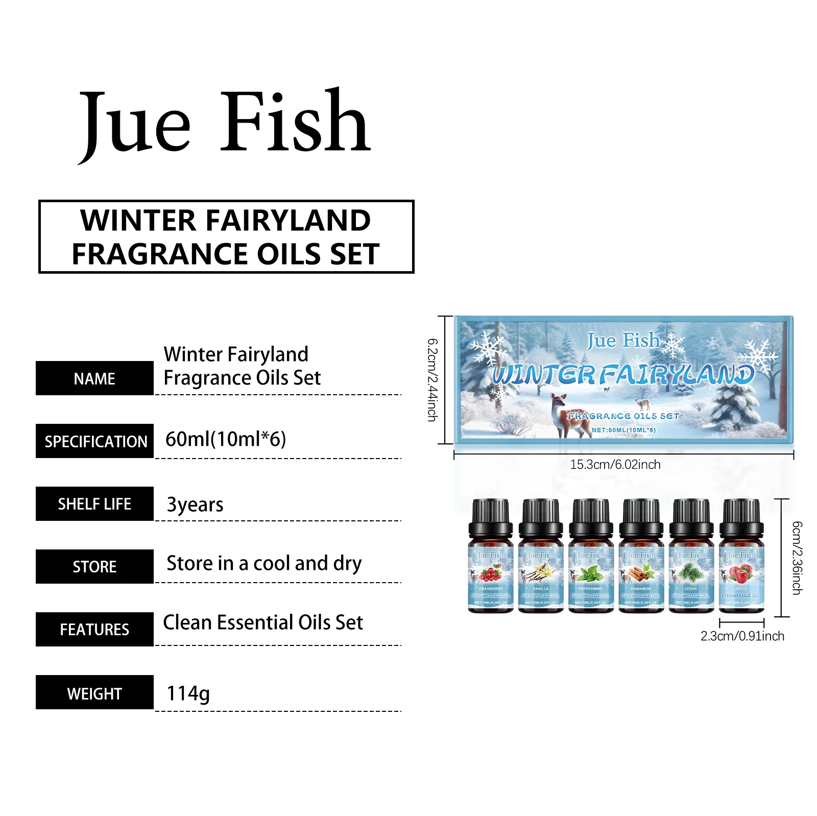 Winter Fairyland Fragrance Oils Set 6 Scents 60ml for Aromatherapy, Soap & Candle Making 1 winter fairyland fragrance oils set 6 scents jue t9prmhxf desc 1