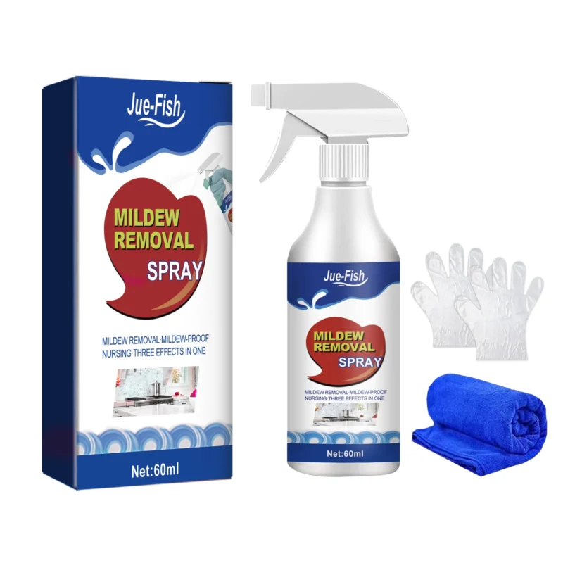 Jue-Fish Mildew Remover Spray Kit | 60ml | For Bathroom, Tile, Wall & Ceiling | 3-in-1 Cleaner - Jue Fish