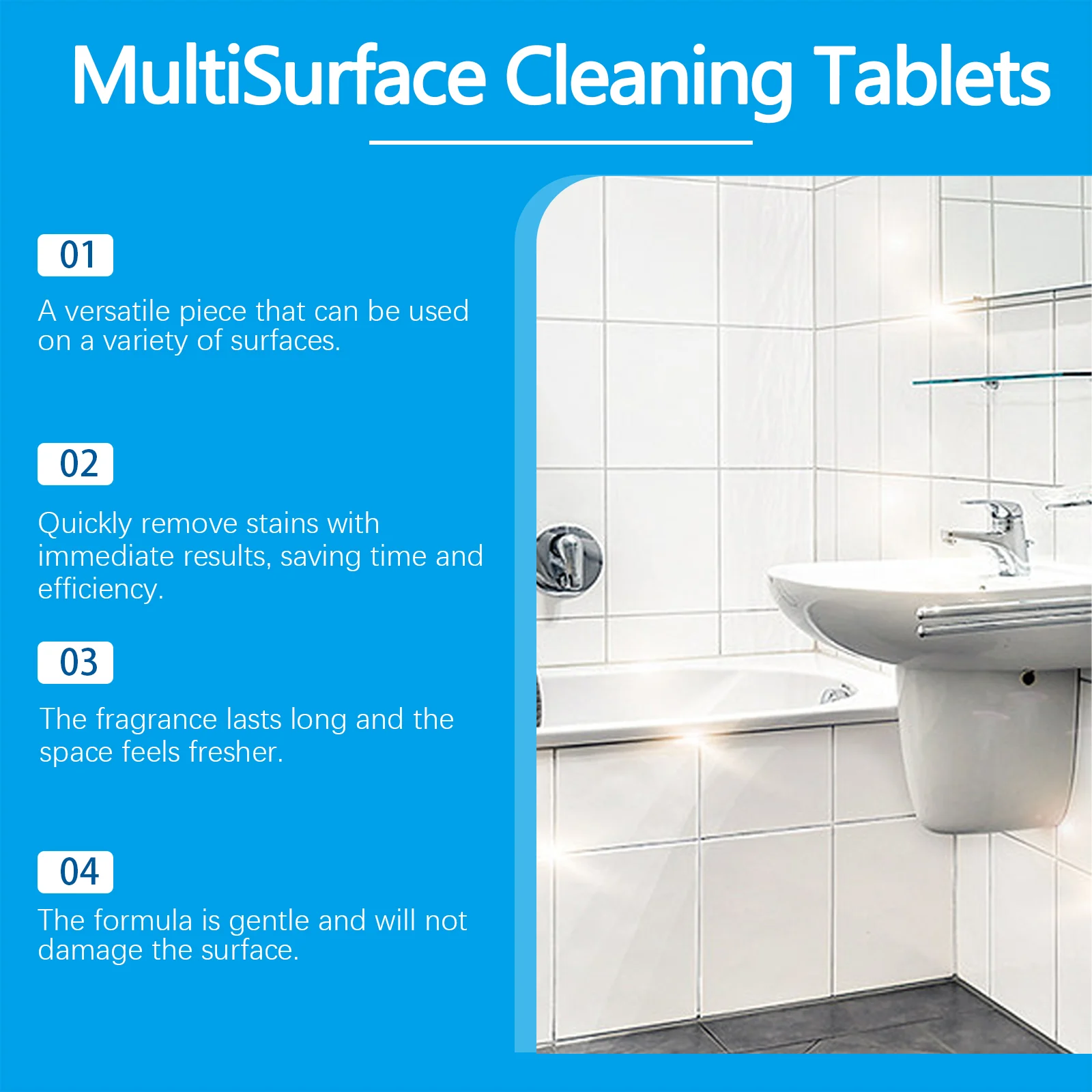 Multisurface Cleaning Effervescent Tablets for Kitchen Grease, Stains, and Dirt Removal 5 multisurface cleaning effervescent tablets jue upzgp52z desc 5