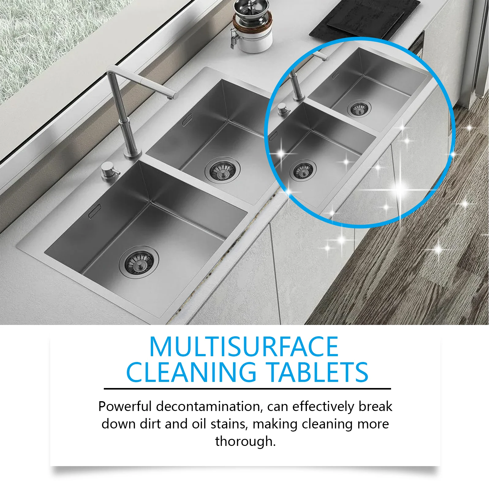 Multisurface Cleaning Effervescent Tablets for Kitchen Grease, Stains, and Dirt Removal 6 multisurface cleaning effervescent tablets jue upzgp52z desc 6